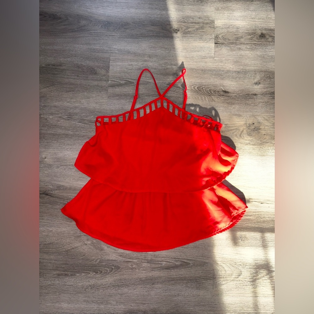 Monteau - Red Peplum Cut Out TankTop